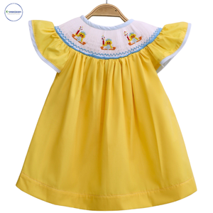 Vestido de verano para niñas de alta calidad, hermoso diseño bordado a mano de pato, estilo sólido informal, ropa para niños ODM - Product Image 1