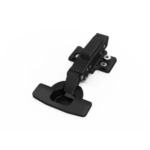 Charnière à fermeture douce en alliage de zinc nickelé, à ressort, plate, réglable sur 48 axes, base noire, angle d'ouverture 110°, design minimaliste - Product Image 1