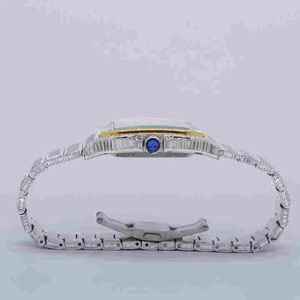 Fully <b>Iced</b> <b>Out</b> Customaizable Baguette Moissanite Diamond Hip Hop Men's <b>Watch</b> Two Tone Quartz Movement Stainless Steel <b>Watch</b> - Product Image 2