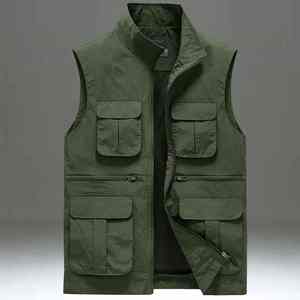 Chaleco transpirable de gran tamaño para hombre para golf, caza y camping, cortavientos sin mangas con ropa de trabajo multibolsillo - Product Image 5
