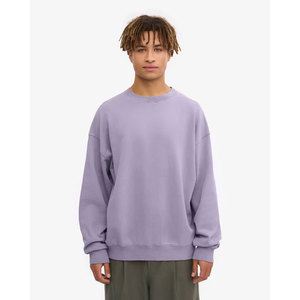 Sudadera de Cuello Redondo Extra Grande para Hombre, Color Lavanda Sólido, Corte Regular, Tejido de Felpa, Estilo Casual, para Otoño - Product Image 1