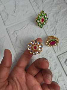 Bague Kundan artificielle réglable bijoux traditionnels indiens Dholki faveur de mariage en vrac fête retour cadeau accessoires de mode - Product Image 2