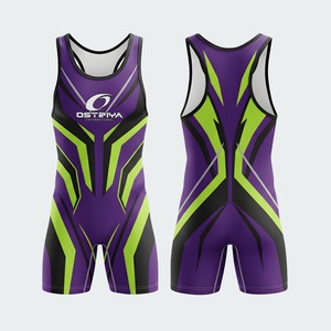 Créez votre propre maillot de lutte personnalisé en spandex/polyester, résistant au rétrécissement, sans couture, avec impression par transfert thermique, 280g, pour hommes - Product Image 1