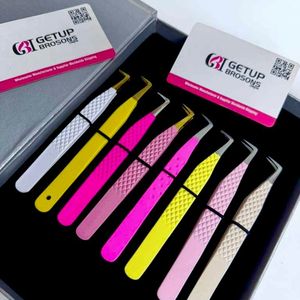GETUP BROSONS IMPEX Pince à épiler en acier inoxydable à 90 degrés pour cils, avec revêtement en poudre varié, outil de précision, emballage en boîte - Product Image 6