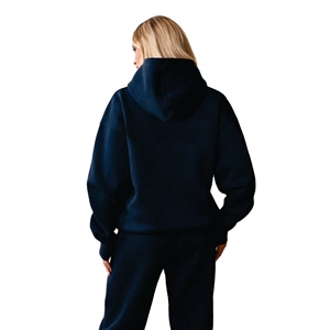Ensemble de survêtement en polaire de luxe pour femmes Sweat à capuche et pantalon de jogging de haute qualité pour vêtements de sport décontractés à motif solide pour l'hiver - Product Image 3