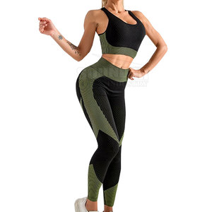 Nouveau style personnalisable pour femmes Gym Fitness Wear ensembles de yoga à motif solide avec taille élastique 2 pièces en vente ensembles de yoga de gym personnalisés - Product Image 1