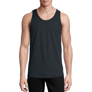 Noir couleur débardeurs Gym Fitness grande taille haute rue Style vêtements d'été col rond sans manches entraînement vêtements pour hommes débardeurs - Product Image 1
