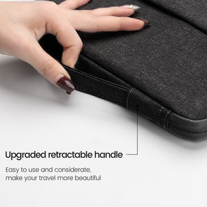 Porte-documents pour ordinateur portable 14-15 \ "véritable étui en toile de polyester fermeture à glissière sac à main Style travail sac fourre-tout pour ordinateur portable tablette couleur noire - Product Image 1