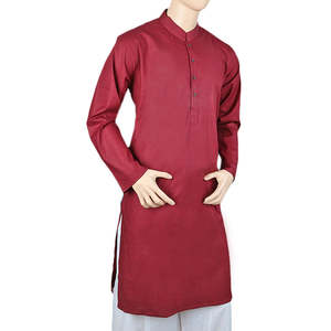 ชุดคุรตะผู้ชายแบบพื้นฐาน - สีแดงเลือดหมู - Product Image 1