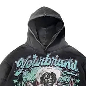 Venta al por mayor personalizado hombres sudaderas con capucha de diamantes de imitación DTG DTF sublimación impresión Streetwear sudadera polar OEM - Product Image 4