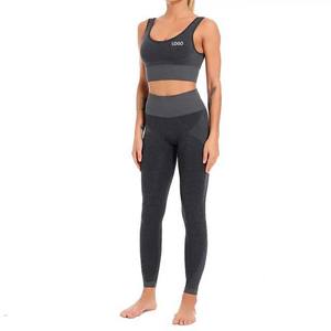 Haute qualité vêtements pour femmes vêtements de sport Yoga ensemble Gym Fitness 2 pièces soutien-gorge et Leggings 100% coton couleur unie ensemble pour les femmes - Product Image 4