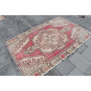 พรมวินเทจขนาด 4.3x6.4 ฟุต สีแดงขาว พรมโอเรียนทอลทำจากขนสัตว์ - Product Image 2