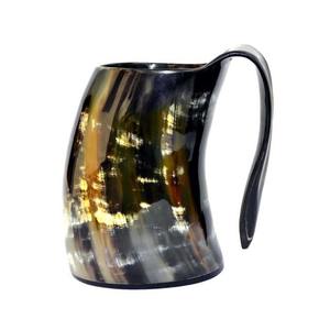 Tasse à Corne à Boire Viking en Os de Buffle de Taille Personnalisable Style Animal Naturel Original Technique Polie Bière Écologique - Product Image 1