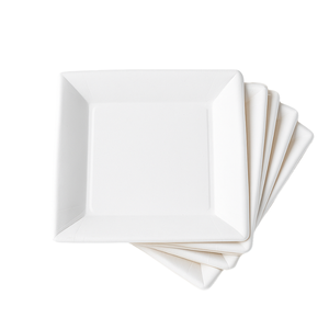 Assiettes carrées jetables biodégradables 19x19cm en gros pour traiteur, marques privées, fêtes et plats à emporter, logo personnalisé - Product Image 1