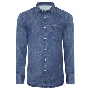 เสื้อเชิ้ตยีนส์ผู้ชายแฟชั่นลำลองสำหรับงานปาร์ตี้และใส่ได้ทุกวัน เสื้อเชิ้ตยีนส์แขนยาวทรงเข้ารูปทันสมัย - Product Image 1