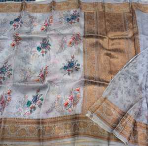 Custom made timeless elegance with hand-painted brocade <b>silk</b> sarees intricate artistry meets rich luxurious traditional weaves. - Product Image 6