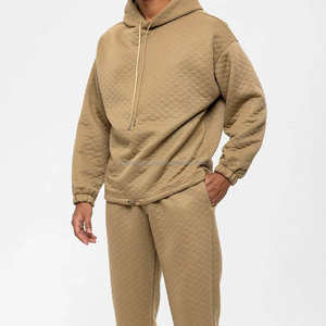 Ensemble de survêtement d'hiver isolé à capuche pour hommes Fermeture à cordon Poches latérales 360g Polaire en coton pour temps froid - Product Image 3