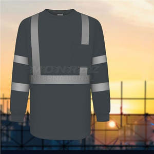 Camiseta de seguridad de manga larga personalizada Hi Vis para construcción y uso industrial Camiseta DE SEGURIDAD reflectante de manga larga transpirable - Product Image 2