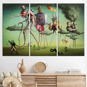 ภาพวาดฝันอันเหนือจริง: งานศิลปะบนผ้าใบพิมพ์ลายที่ได้รับแรงบันดาลใจจากวิสัยทัศน์ของดาลี ชุดผ้าใบ 3 ชิ้น - Product Image 1