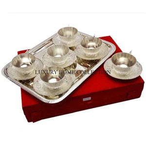 Decorative Brass <b>Cups</b> and Saucers <b>Set</b> Ideal for Showcasing at <b>Tea</b> Parties or As a Centerpiece in Your Home Decor - Product Image 4