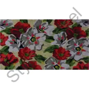 卧室彩色地毯门垫红白花组合印花防滑地毯柔软丝滑门垫