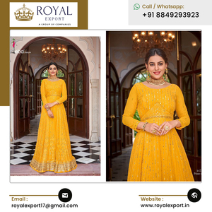 Vêtements ethniques indiens Nouveau Designer Premium Georgette & Chinon Broderie Robe par Royal Export à prix raisonnable - Product Image 5