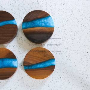 Posavasos de té de Color marrón y verde con forma cuadrada de madera y resina de hermoso diseño, juego de mesa decorado, utensilios de cocina usados para el hogar - Product Image 6