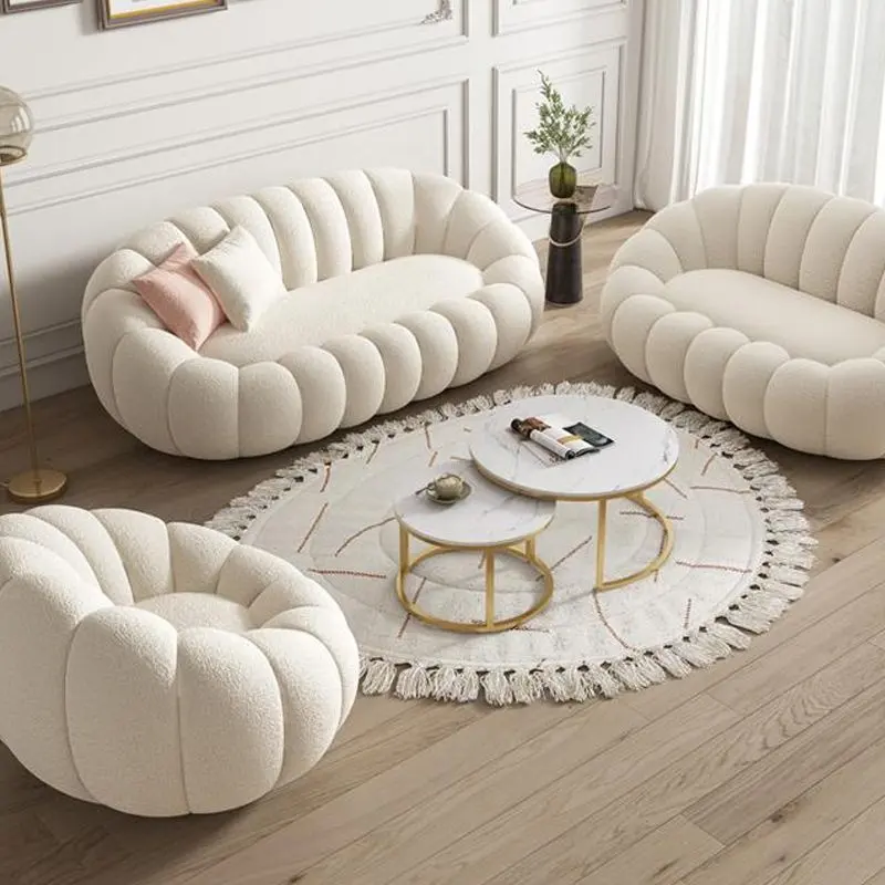 Modern stil düğmesi 3 adet koltuk takımı 3 kişilik Loveseat ve koltuk kavisli kesit oturma odası kanepeleri