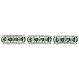 Bague de mariage demi-alliance en or blanc 18 carats de haute qualité, sertie de diamants émeraude, prix d'usine, classique, pour femmes - Product Image 4