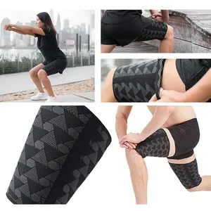 Manchon de compression réglable pour <span class=keywords><strong>cuisse</strong></span> avec sangles, enveloppe de soutien des jambes en nylon tricoté pour le sport, la récupération musculaire, OEM disponible - Product Image 5