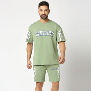 Traje de sudor lavado con ácido OEM, corsé Deportivo Ligero personalizable para hombre, pantalones cortos de secado rápido, ropa de calle con logotipo bordado de talla grande - Product Image 1