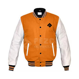 Veste universitaire en cuir d'hiver, nouvelle arrivée, fabrication en usine, manches en cuir, devant à col montant, écologique, respirante, personnalisable, vente en gros - Product Image 1