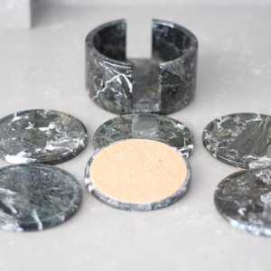 Handmade Onyx <b>Marble</b> Coaster Set Personalized With Holder Luxury Home Decor - Product Image 2