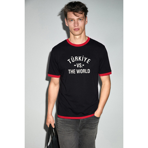 GRIMELANGE EMPA Men's 100% Organic Cotton Contrast Neck for <b>World</b> <b>Cup</b> Printed <b>T</b>-<b>Shirt</b> - Product Image 1
