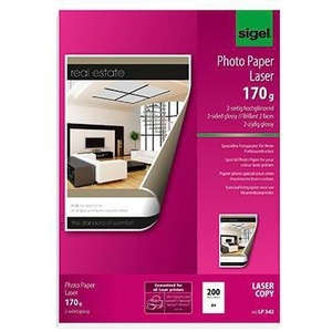 Papel Fotográfico Blanco Brillante SIGEL de Alto Brillo, 170 g/m², DIN A4, 21 x 29,7 cm, 200 Hojas/Paquete - Product Image 1