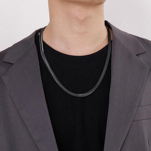 Collar de Cadena Plana Estilo Hip-Hop con Eslabones de Hueso de Serpiente, Plata de Ley 925, Chapado en Oro, con Detalles de Diamantes, para Hombre y Mujer - Product Image 5