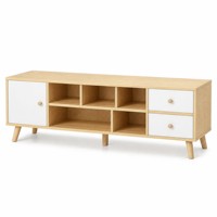 Meuble TV moderne en bois massif, console multimédia avec tiroirs de rangement pour salon, hôpital, école - Écologique et durable