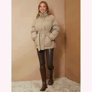 Custom Made Logo High Quality Winter Breathable Woven Hooded Women's Puffer <b>Jacket</b> Solid Color Design Wholesale Price - Product Image 5