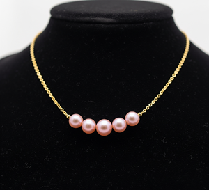 Cadena delicada de plata 925 de grado superior hecha a mano de agua dulce oro/perla cultivada blanca collar Certificado de Grado AAA AA varios tamaños - Product Image 4