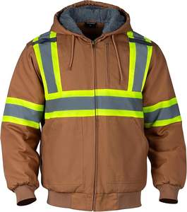 Chaqueta de trabajo de alta visibilidad para hombre, chaqueta de lona impermeable reflectante con forro de Cachemira - Product Image 1