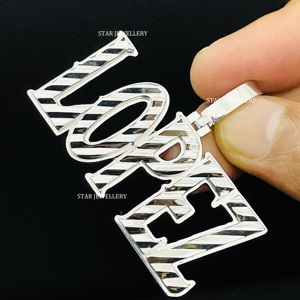 Pendentif Lettre Unisexe Hip Hop Personnalisé en Or 10K Plaqué Rhodium avec Diamant Taillé sur Mesure - Product Image 3