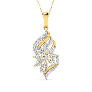 Colgante de diamante redondo con diseño floral Fusion, 0.16 ct, color E-F, VVS-VS, diamante cultivado en laboratorio, en oro de 14 quilates, para regalo de aniversario nupcial. - Product Image 1