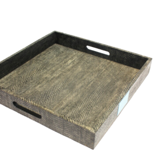 0,45x0,45x0.065 gris claro/carbón Faux Boa líder piel cuadrado té/bandejas para servir comida - Product Image 6