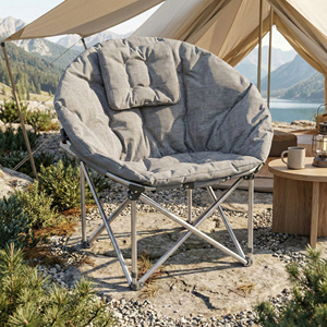 Chaise de <span class=keywords><strong>camping</strong></span> pliante moderne et légère avec appui-tête rembourré, confortable, en forme de soucoupe, avec cadre en acier, imperméable, pour l'extérieur - Product Image 3