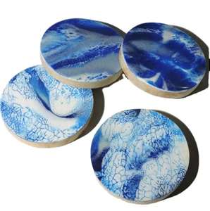 <b>Wooden</b> Coaster Set/4 With Square Shape And Metal <b>Stripped</b> Inlay Design by HANNAN HANDICRAFT - Product Image 1