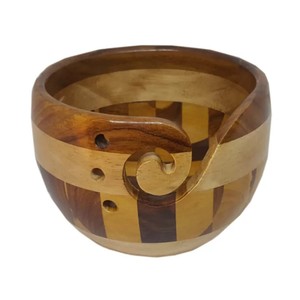 Bol de fil en bois domestique classique Forme et taille personnalisées de qualité supérieure Bol à tricoter en fil décoratif de l'Inde - Product Image 1