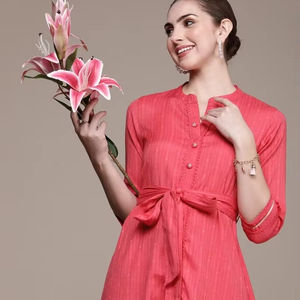 Mujeres étnico tejido rayón viscosa diseño Dobby A-Line Kurta indio pakistaní kameez - Product Image 1