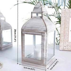 Rustic <b>White</b> Lanterns with Metal <b>Frame</b> for Timeless Decor Vintage Inspired Glass Lanterns with Durable Metal <b>Frame</b> - Product Image 4