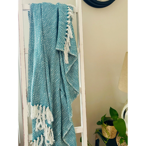 Manta Decorativa Rectangular de Algodón Bohemio Hecha a Mano, Ecológica, Tejida, Pesada, para Todas las Estaciones, para Cama o Viaje - Product Image 4