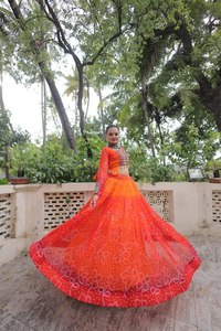 NOUVEAU Zain Exports LEHNGA BANDHANI IMPRIMÉ avec TRAVAIL KUTCH GAMTHI LONGUEUR RÉGULIÈRE REVERSIBLE CASUAL pour DIWALI/MARIAGE - Product Image 2